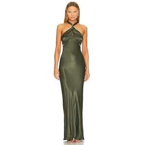 Shona Joy La Lune High Neck Twist Maxi Dress in Forest new
